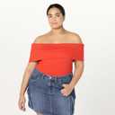 The Drop Women's Jan Off The Shoulder Knit Top (Red, XL)