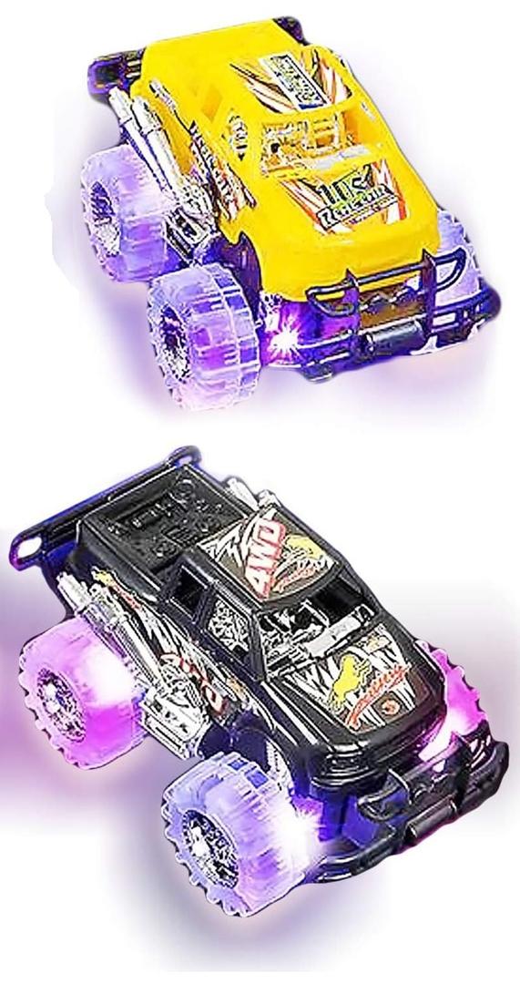 Light-Up Monster Truck Toys (2-Pack)  Push-&-Go Cars with Glowing Wheels  Birthday Gift for Toddlers, Boys & Girls Ages 3+  Durable Friction-Powered Trucks  Batteries Included