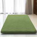 Japanese Floor Mattress, 100% High Density Comfortable Foam, 4" Thicken Foldable Mattress Tatami Mat Sleeping Pad, Ideal for Comfort and Support, Kids Floor Lounger Camping Bed Sofa, Green, Queen (Queen( 80 x 60 ))
