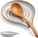 Ceramic Spoon Rest for Stove Top, Large Spoon Holder for Kitchen Counter, Heat-Resistant & Easy to Clean, Non-Stick Spatula Holder for Cooking, Coffee Spoon, Kitchen Decor, White