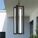 LamQee 20.2 Inch Aluminum LED Modern Outdoor Pendant Light 2700K 2400LM, Linear Outside Hanging Lights IP65 Waterproof, Black Exterior Chandelier Lighting Fixture for Front Porch Entry Patio Gazebo