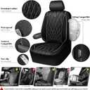 CAR PASS Piping Luxury Leather Two Front Car Seat Covers,Silver Glitter Waterproof Seat Cover Compatible with Front Seat Armrests,Universal Fit for Suvs,Vans,Trucks,Airbag Compatible(Black and Silver)