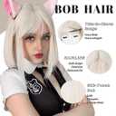 EINAEY Bob Wig With Bangs Royal Wig Short Synthetic Fiber Blonde Bob Wigs for Women Short Bob Wigs and Halloween Cosplay Wig for Girl Colorful Costume Wigs With One Cap