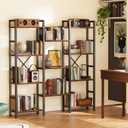 Huuger 4 Tier Bookshelf, 55'' Tall Bookcase, 11 Open Shelves, Rustic Brown
