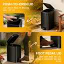 Dog Poop Trash Can Outside, 2.7Gal Dog Waste Trash Can with Lid, Foot Pedal, Dog Waste Container with 20 Bags, Pet Poop Bucket with Soft Close for Backyard Odor Control, Black