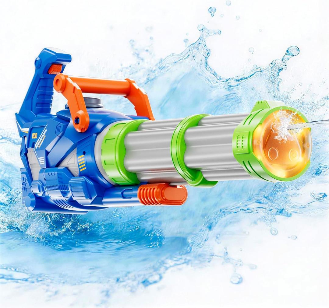 Electric Big Gatling Squirt Water Gun for Kids Adults - High Power Automatic Water Blaster with Large Capacity, Outdoor Summer Pool Long Range Water Toys Fight Games for Kid Age 8-12 Year Old
