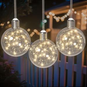 9 Pack Globe String Lights, 10.3FT LED String Lights Indoor, G100 Waterproof Decorative Christmas Lights Ball Bulbs, Built-in 15 LEDs, Warm White Plug-in Fairy Lights for Patio, Bedroom, Halloween