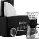 Switch pour over coffee maker, 3-in-1 Immersion &pour over coffee dripper, Stops Bitter Coffee, Includes 600ml Glass Pot & 50 Natural Paper Filters, Size 02, Ideal for Iced drink & Gift