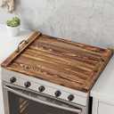 Natural Wood Noodle Board Stove Cover, Wooden Stove Top Cover for Electric and Gas Stove, Decorative Rustic Kitchen Serving Tray, 29.5"L x 22.1"W
