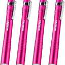 WORKPRO LED Pen Light, Aluminum Pen Flashlights, Pocket Flashlight with Clip for Inspection, Emergency, Everyday, 2AAA Batteries Include, Pink(4-Pack)