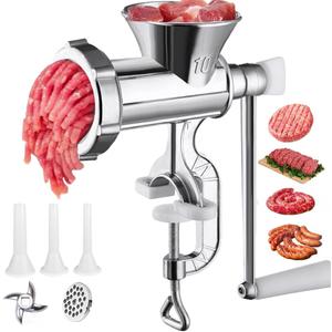 Meat Grinders Manual Mincer - Manual Meat Grinder For Home Use Sausage Maker & Burger Patty Stuffer with Table Clamp, Hand Operated Kitchen Tool for Homemade Pork, Beef, and Sausage - Easy to Clean