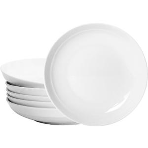 Set of 6 Dinner Plates 7 Inch, White Porcelain Plates, Microwave Oven Dishwasher Safe Scratch Resistant