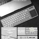 Nillkin Foldable Travel Keyboard with Touchpad & Number Pad, Bluetooth Wireless Portable Folding Full Size Keyboard with Trackpad for PC Laptop iPad Tablets Smartphone, Silicone Leather Cover, Gray