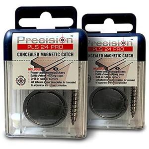 Precision Lock PLS 24 PRO Concealed Magnetic Catch for Light to Heavy Duty Doors with Thickness Greater Than 30 mm (1.18"), Pack of 2