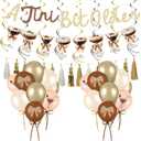 VitalCozy 48 Pcs Fall Espresso Martini Birthday Party Decorations a Tini Bit Older Banner Martini Garland Gold Brown Bow Balloons Spirals Ribbon for Women Bar Birthday Bachelorette Bridal Shower