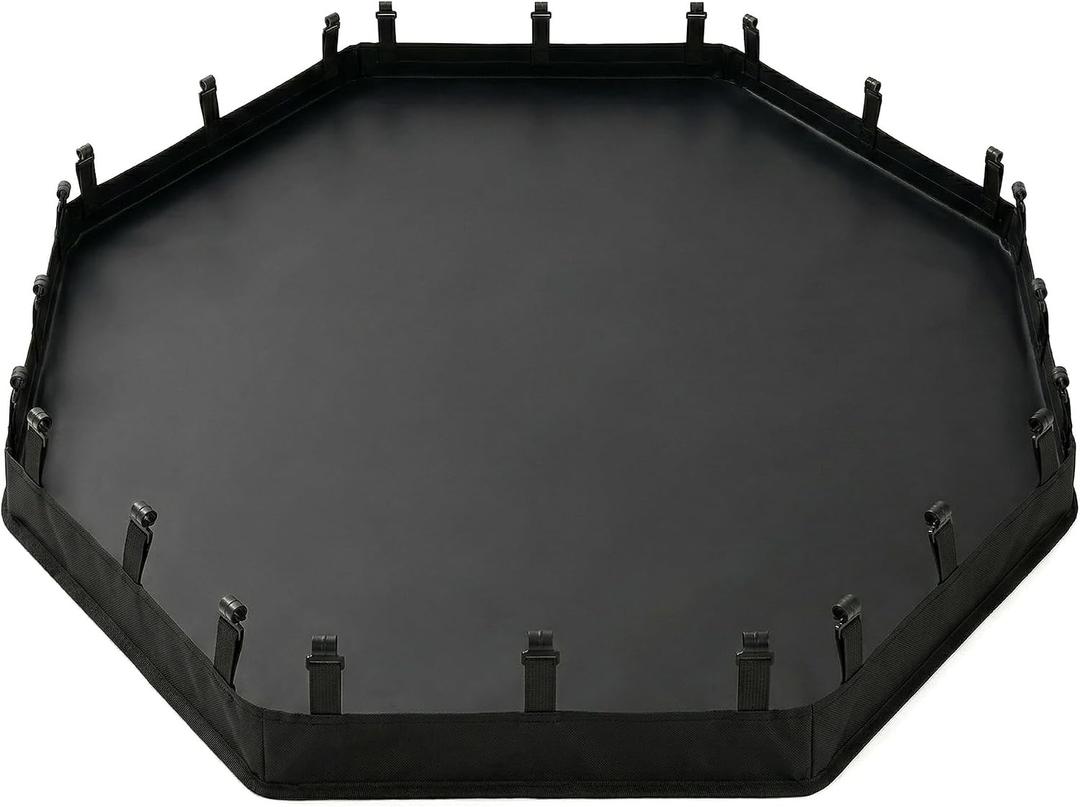 PJYuCien Octagonal Playpen Bottom Pad for 24" Side Metal Pet Pen, Waterproof 600D Oxford with Raised Edges & Snap Hooks, Washable for Puppy Small Animals, Black, No Pen: 00-Inch High, Only Bottom Pad 