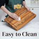 Large Teak Cutting Board 16" x 11" x 1.5" Thick Edge Grain Butcher Block for Meat & Kitchen Prep with Juice Groove and Handle, Solid Hardwood, Non Toxic Wood Cutting Board by New M Way