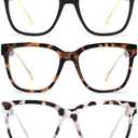 JM Oversized Reading Glasses for Women - Square Stylish Readers for Woman Men/W Blue Light Blocking Trendy Womens Reader