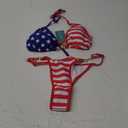 TASHEHE Women's Triangle Thong Bikini Set Sexy String Brazillian Two Piece Swimsuit Cute Bikini Bathing Suit (Large, Flag / 4th of July)