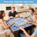 Mahjong Mat for Table 33x33 Inch, No-Crease, Anti-Slip, Noise-Reducing American Mahjong Mat, Mahjong Table Mat with Carry Bag,Neoprene Mahjong Mat for Poker, Card, Board(Blue)
