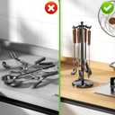 Kitchen Countertop Utensil Holder, Stainless Steel Rotatable Cooking Utensils Holder with 8 Rotating Hooks, Hanging Organizer for Spoon, Spatula, Black