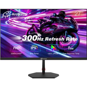ArcticPro 27 inch 300Hz 240Hz Gaming Monitor, FHD 1080p, 1ms, PC Monitor Gaming, IPS, Adaptive sync, PC Computer Monitor, sRGB 125%, Ultra Slim, DP x2, HDMI x2, VESA Support, with DP cable up to 300Hz