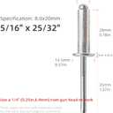 20Pcs 5/16 "(0.31in, 8mm) Aluminum Blind Pro Rivets, Aluminum Grip and Steel Mandrel, Industrial Grade Heavy Duty (5/16"x25/32")