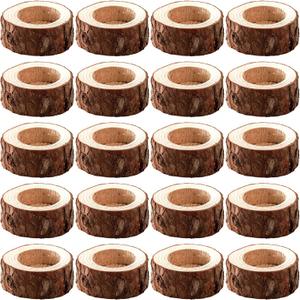 Lawei 20 Pack Wooden Tealight Candle Holder, Wood Votive Tealight Holder Tealight Candlestick for Wedding Party Birthday Holiday Decoration