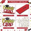 4 Pcs Red and Gold Graduation Decorations Class of 2026 Congrats Grad Centerpieces Mirrored Wooden Table Sign for High School College Photo Booth Props Graduations Party Favors