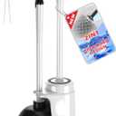 NEWE Toilet Brush and Plunger Set, 2 in 1 Toilet Plunger Heavy Duty, Toilet Brush and Holder with Hidden Tweezers, Toilet Bowl Brush for Bathroom Toilet