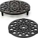 Cast Iron Trivet 2 PCS Set, 8-inch, Meat Rack, Cast Iron Grate for Dutch Ovens, Raise Food in Dutch Oven, Used as Burner Diffuser, Use Directly on Camp Fire, Used as Trivet on Table
