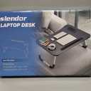 Slendor Foldable Lap Desk with Cup Holder for Bed, Couch, Floor
Portable,with USB Light, Fan, Pen Holder,Tablet Holder,for Laptop,Writing,Eating, Black