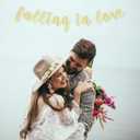 LINGTEER Falling in Love Gold Glitter Bunting Banner Perfect for Happy Thanksgiving Autumn Party Backdrop Gift Decorations Sign.