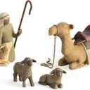 Willow Tree Shepherd and Stable Animals, Surrounding New Life with Love and Warmth, Build a Holiday Tradition with Classic Nativity Set, 4 Sculpted Hand-Painted Figures: Sheep, Camel, Shepherd, Goat