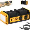 Kzreect 350W Pure Sine Wave Power Inverter Compatible with Dewalt 20V Batteries, Dual-Battery Auto-Switch, DC 20V to AC 120V, 140W USB-C PD, 600lm LED Light (Battery Not Included) (Yellow)