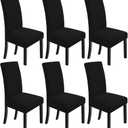 NORTHERN BROTHERS Dining Room Chair Covers Set of 6,Removable Washable Chair Covers for Dining Chairs,Stretch Parson Chair Slipcover(Black)