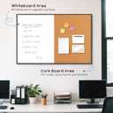 White Board Cork Board Combo, 30" x 20" Magnetic Dry Erase Whiteboard & Corkboard for Wall, Vision Board for Home Office School, Black Aluminum Frame