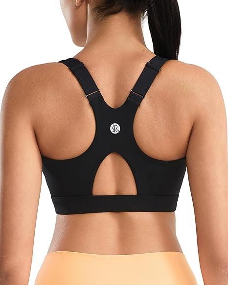 RUNNING GIRL Sports Bra for Women High Support, Molded Cup High Impact Sports Bras for Women with Sewn in Pads, L Black