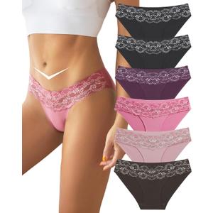 Which is Seamless Underwear for Women Sexy No Show Bikini Panties Lace High Cut Hipster Cheeky Panty 6 Pack, Size S