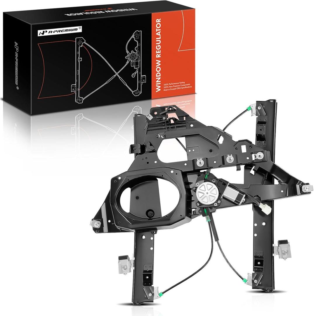 A-Premium Power Window Regulator with Motor and Panel Replacement for Ford Expedition Lincoln Navigator 2007-2017 Front Right Passenger Side (with 2 Prongs Plug)