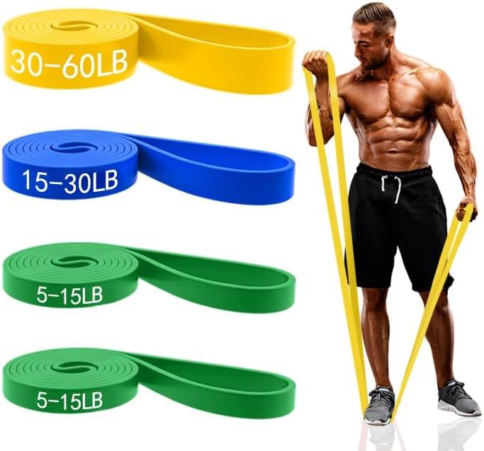 Resistance Bands for Working Out, Pull Up Assistance Bands Set for Men & Women,Latex Workout Bands, Eexercise Bands Resistance for Body Stretching,Muscle Training and Physical Therapy (5pcs) (4PCS)