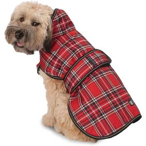 PetRageous 438RPLG Kodiak Heavyweight Waterproof Cold Weather Dog Coat with Full Chest Coverage and Leash Opening for Large Breeds, Red Plaid