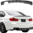 Rear Diffuser Compatible with 2012-2018 BMW 3 Series F30 F35 328i M-Performance Style Rear Bumper Lower Lip Diffuser Single Exhaust Two Outlet (Carbon Look)