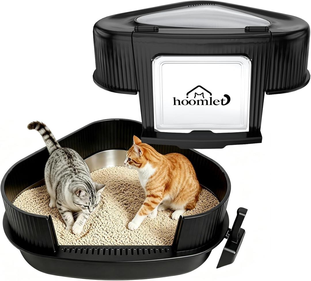 Large Enclosed Corner Cat Litter Box with Lid