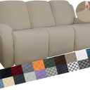 YEMYHOM 8 Pieces Stretch Recliner Sofa Cover Latest Jacquard Reclining Couch Cover with Side Pocket Anti-Slip Fitted 3 Cushion Furniture Slipcovers with Elastic Bottom (Sofa Recliner, Khaki)