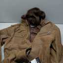 FLAVOR Men Brown Leather Motorcycle Jacket with Removable Hood (Large)