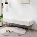 Furniliving Modern PU Leather Benches, Upholstered Tufted Leather Bedroom Ottoman 44" Ottoman Bench with X-Shaped Metal Legs for Makeup Room, Solid Bed Bench for Foyer, IvoryWhite (Large, Pu-wihte)