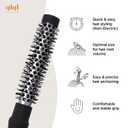 GLGL Non-electric Professional Styling Round Brush for Volume, Curling & Thick Bangs (0.6" ceramic coated aluminum barrel / 1.0" nylon bristle) - Made in Korea