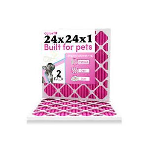 Colorfil 24x24x1 Air Filter (4-Pack) | Made in the USA | Color Changing | Remove Cat and Dog Odor | MERV 8 for Pet Hair Dander and Dust | 23.5"x23.5"x0.75" Exact Size