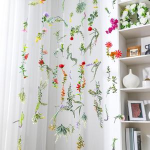 XunYee 6 Pcs 35.4 ft Flower Garlands Hanging Wildflower Backdrop Artificial Floral Garlands Fake Flower Vines Faux Silk Wildflower Decorations for Christmas Fall Thanksgiving Garden Wall Arch(Spring)